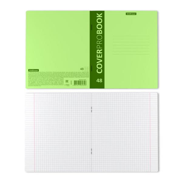Тетрадь А5+ 48 л. кл. пластиковая обложка на скобе ErichKrause® Neon, зеленый