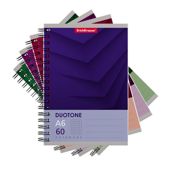 Тетрадь А6 60 л. кл. на спирали ErichKrause® Duotone Next, MIX-PACK