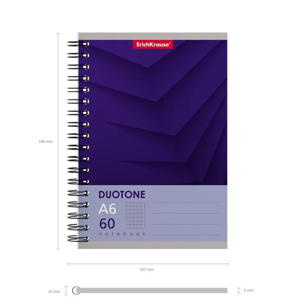Тетрадь А6 60 л. кл. на спирали ErichKrause® Duotone Next, MIX-PACK