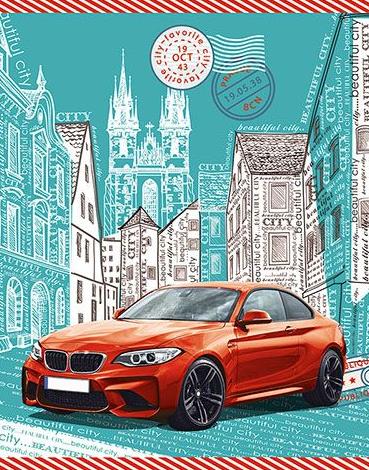 Тетрадь на кольцах 4х50л., 4 цвета с раздел. "Красный автомобиль"