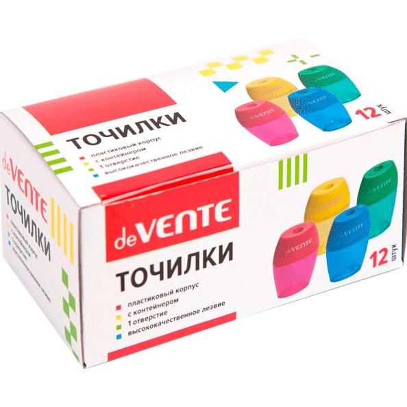 Точилка 1 отв. "deVENTE" с контейнером, пластмассовая, овальная