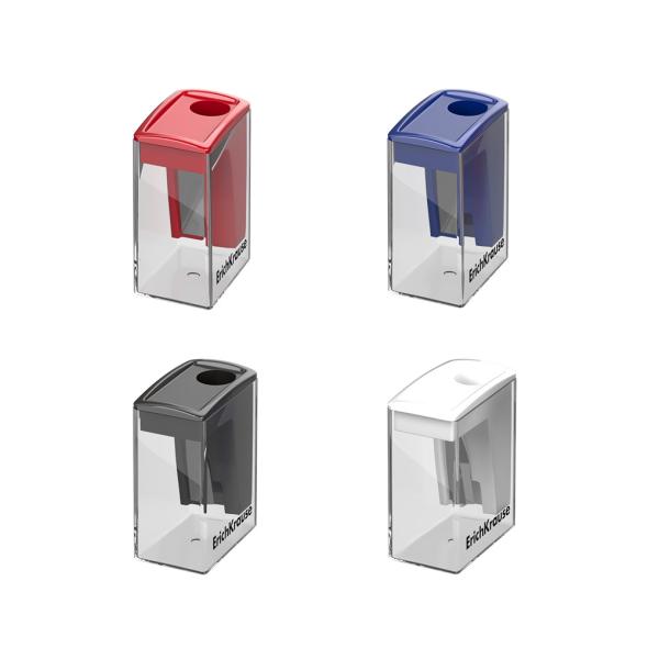 Точилка ErichKrause City Mini, Classic, с контейнером, ассорти пластиковая (в коробке-дисплее по 28 