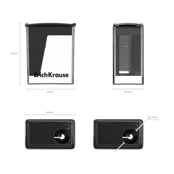 Точилка ErichKrause City Mini, Classic, с контейнером, ассорти пластиковая (в коробке-дисплее по 28 