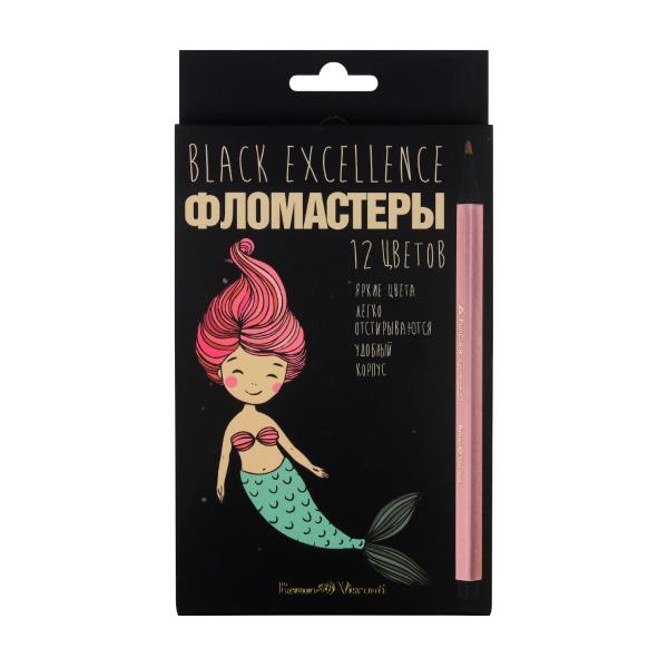 Фломастеры 12 цв. "BLACK EXCELLENCE"  4 ВИДА