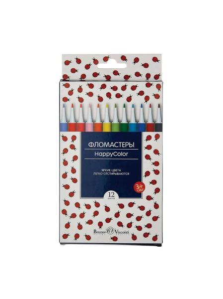 Фломастеры 12 цв. "HAPPYCOLOR" 4 вида