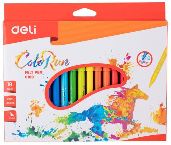 Фломастеры 18 цв. DELI ColoRun 