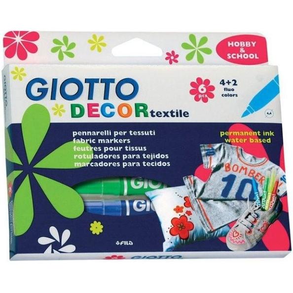 Фломастеры 6 цв. GIOTTO DECOR TEXTILE