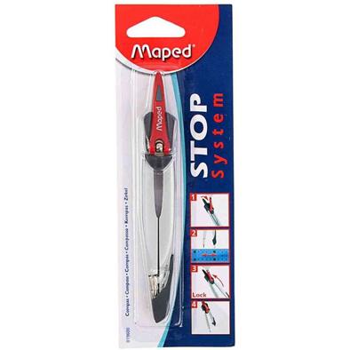 Циркуль 135 мм Maped STOP SYSTEM метал., с фиксац. штанг, с грифелем