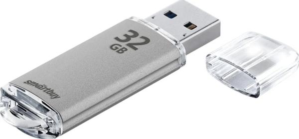 USB Флэш-драйв 32ГБ Smart Buy V-Cut, USB 2.0, металлический корпус, серебристый