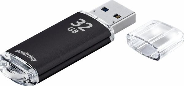 USB Флэш-драйв 32ГБ Smart Buy V-Cut, USB 2.0, металлический корпус, черный