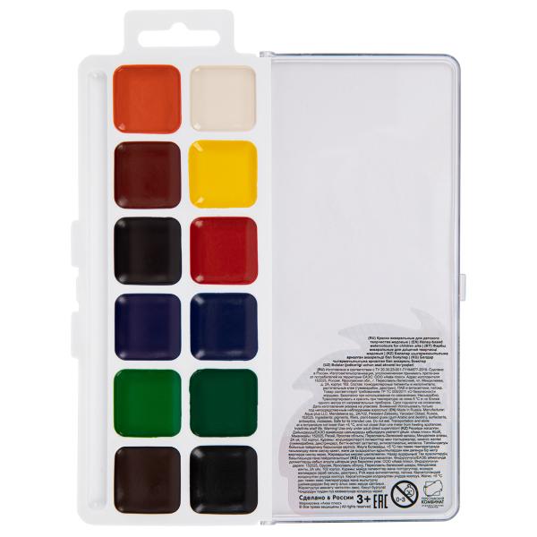 Акварель 12 цв. б/к "Лео" "Учись" медовые,