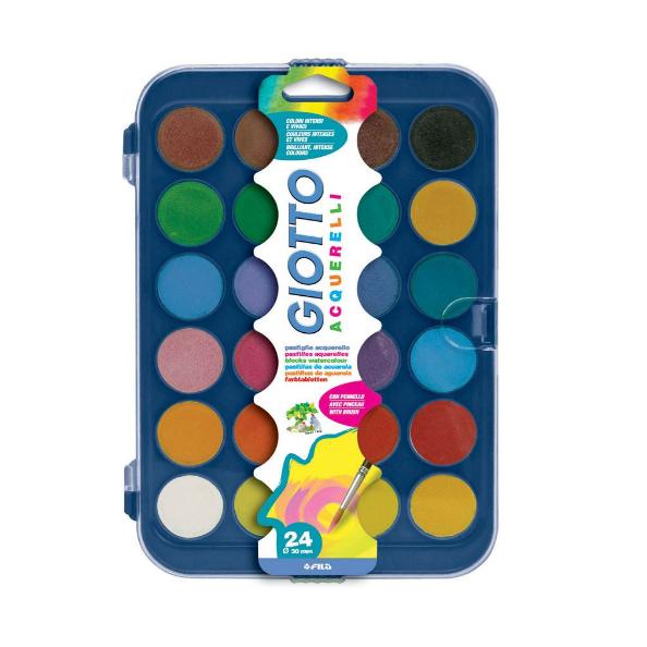 Акварель 24 цв. сухая, 30 мм, в таблетках, GIOTTO ACQUARELLI