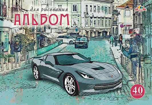 Альбом д/рис. 40 л. на гребне "Городское авто" блок 160 гр/м2, мел. карт