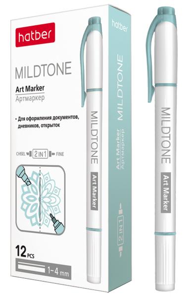 Артмаркер Hatber Mildtone Pastel, двусторонний. Бирюзовый