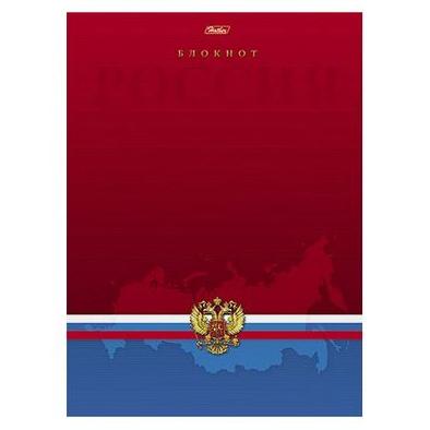 Бизнес-блокнот А4 80 л. кл. тв.переплет "Россия" 5-цв. блок  выб УФ лак