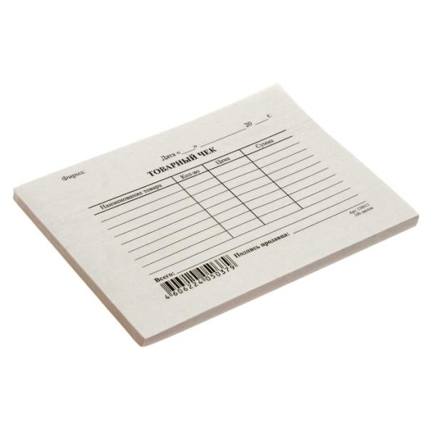 Бланк "Товарный чек" 100 листов: Формат А6, бланк - 1+0, газетная, 45 г.