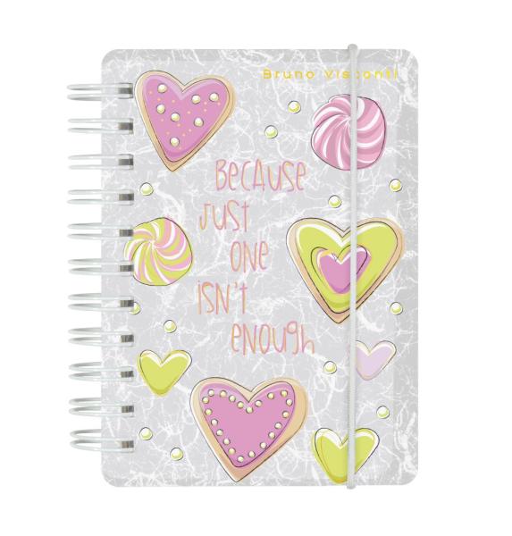 Блокнот "CUTE JOURNAL" А7 80 л. кл. на гребне с резинкой "СЛАДКОЕ НАСТРОЕНИЕ. СЕРДЕЧКИ"