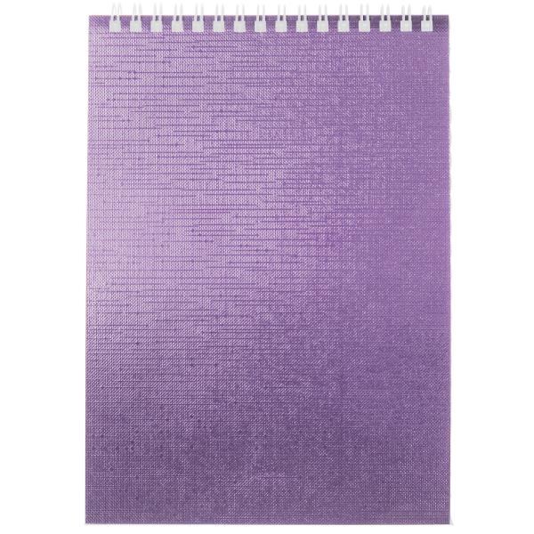 Блокнот А5 80 л. кл. на гребне Многоцветный срез Обложка Бумвинил METALLIC Золото