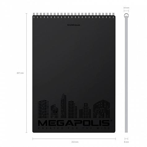 Блокнот А4 80 л. кл. с пластиковой обложкой на спирали ErichKrause® MEGAPOLIS®, черный
