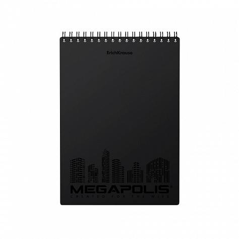 Блокнот А5 80 л. кл. с пластиковой обложкой на спирали ErichKrause® MEGAPOLIS®, черный