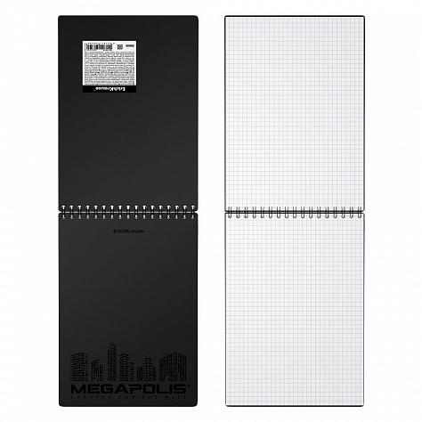 Блокнот А5 80 л. кл. с пластиковой обложкой на спирали ErichKrause® MEGAPOLIS®, черный