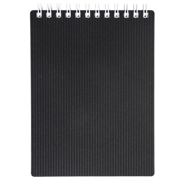 Блокнот А6 80 л. кл. Пластиковая обложка на гребне VELVET Черный