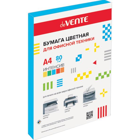 Бумага А4 80 гр 100 л. "deVENTE" интенсив синий, в пластиковом пакете