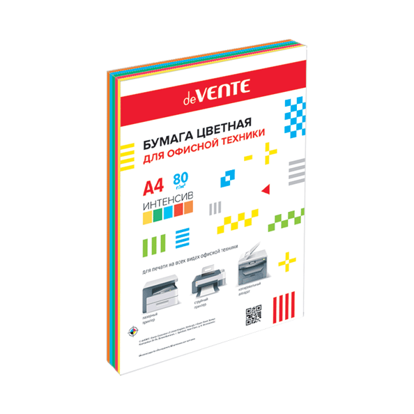 Бумага А4 80 гр 250 л. "deVENTE" интенсивные цвета, ассорти (5 цветов)