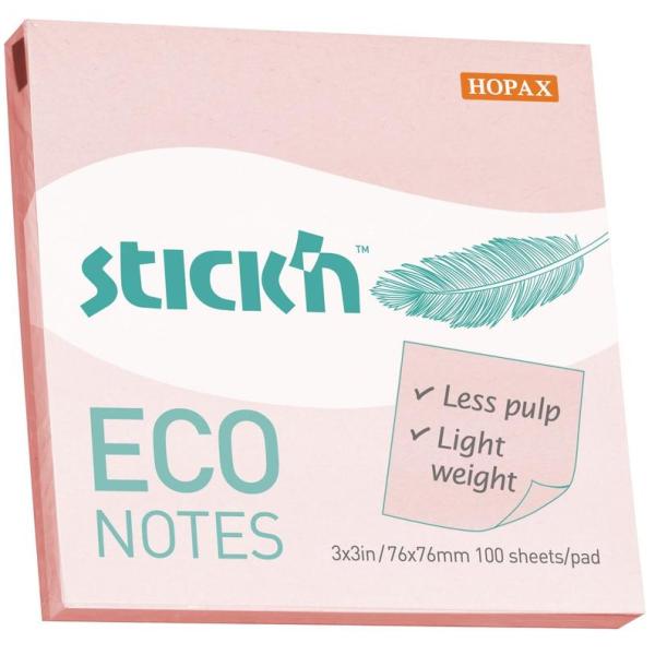 Бумага на л/п  76*76 100л. Stick`n ECO 60 г/м2 пастель розовый