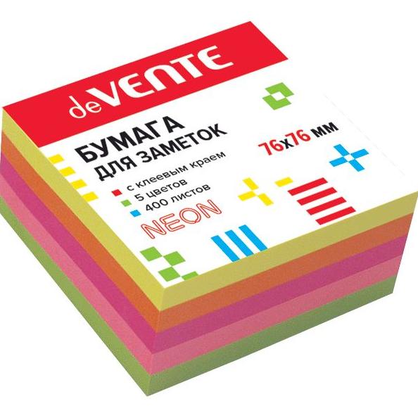 Бумага на л/п  76*76 400л. "deVENTE"  5 неоновых цветов