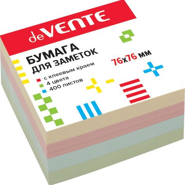 Бумага на л/п  76*76 400л. "deVENTE" 4 пастельных цвета