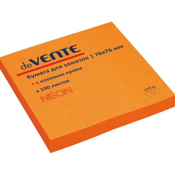 Бумага на л/п  76*76 100л. "deVENTE" оранжевый неон