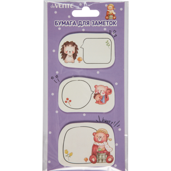 Бумага на л/п набор "deVENTE. Cat, Penguin, Hedgehog" 55x55 мм, 3x20 листов, офсет 80 г/м², печать 4