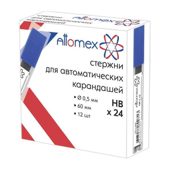 Грифели 0,5 мм HB "Attomex" для автомат.карандашей , 12 шт в пластиковом боксе