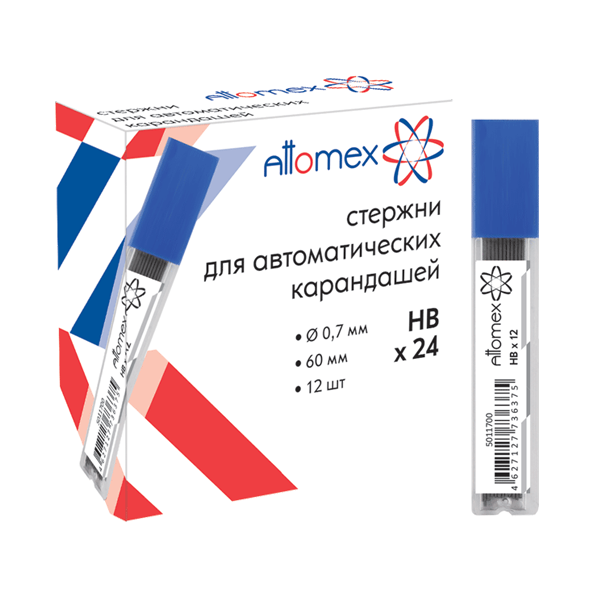 Грифели 0,7 мм HB Attomex