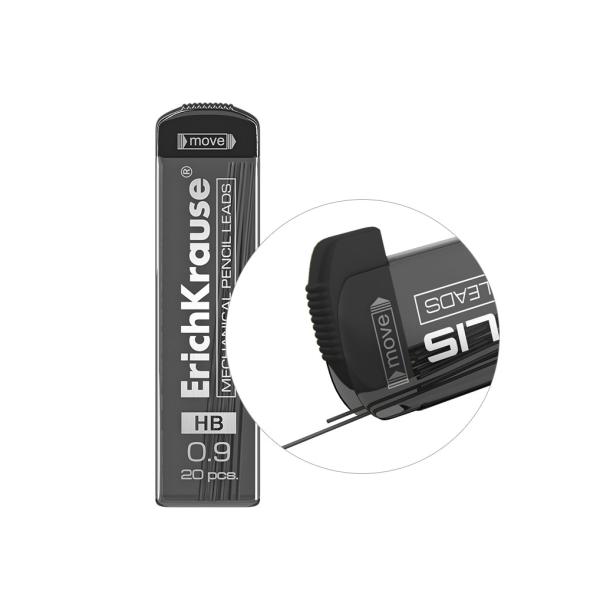 Грифели 0,9 мм ErichKrause® HB для механических карандашей (в футляре по 20 шт.)