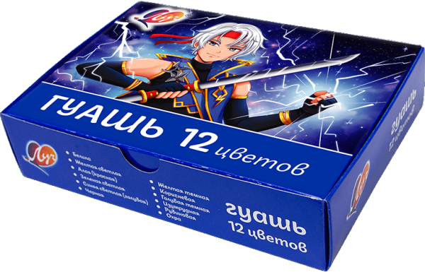Гуашь 12 цв. 15 мл. "Аниме" Синяя