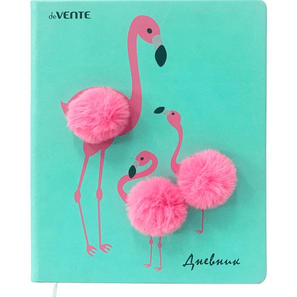 Дневник 1-11 кл, кожзам, deVENTE Flamingo Family