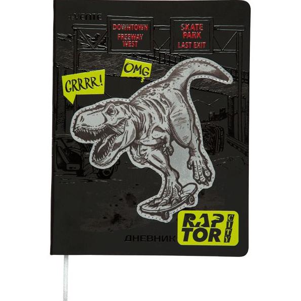 Дневник 1-11 кл. "deVENTE. Raptor City" тв. обложка из искусственной кожи, шелкография, аппликация