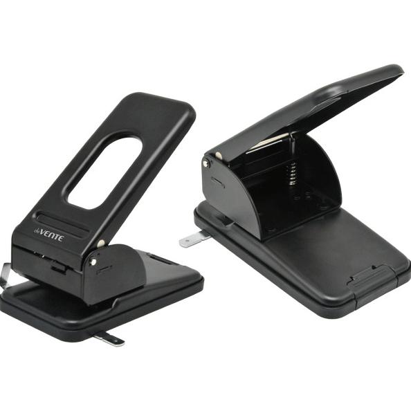 Дырокол на 60 л. "deVENTE" металлический со встроенной метал. линейкой, черный