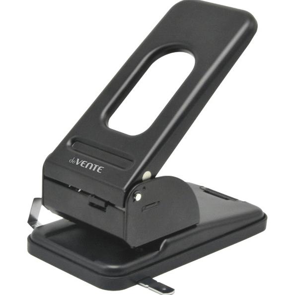 Дырокол на 60 л. "deVENTE" металлический со встроенной метал. линейкой, черный