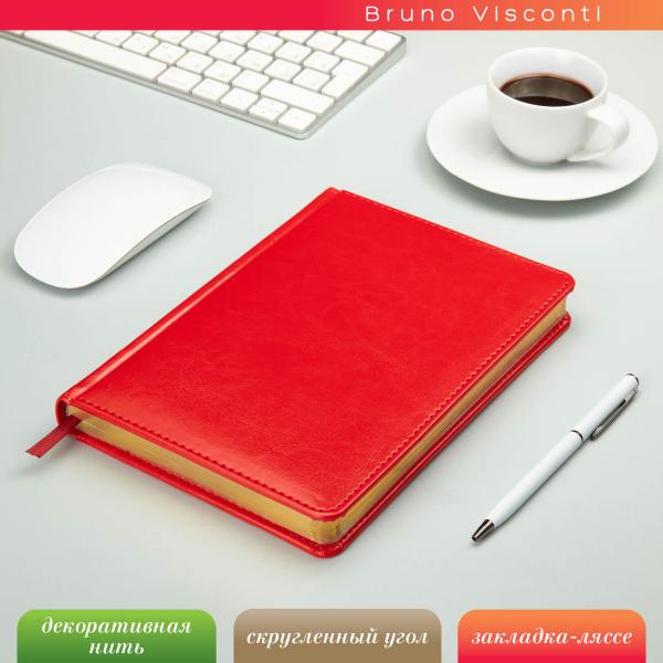 Ежедневник недат А5+ "SIDNEY NEBRASKA" красный, золотой обрез