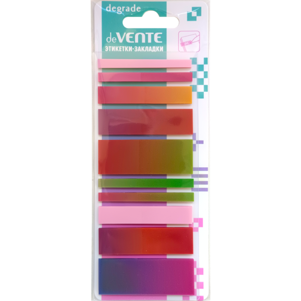 Закладки пластиковые "deVENTE. Degrade" полупрозрачные, разноцветные, 54x20 мм, 54x15 мм, 54x10 мм, 