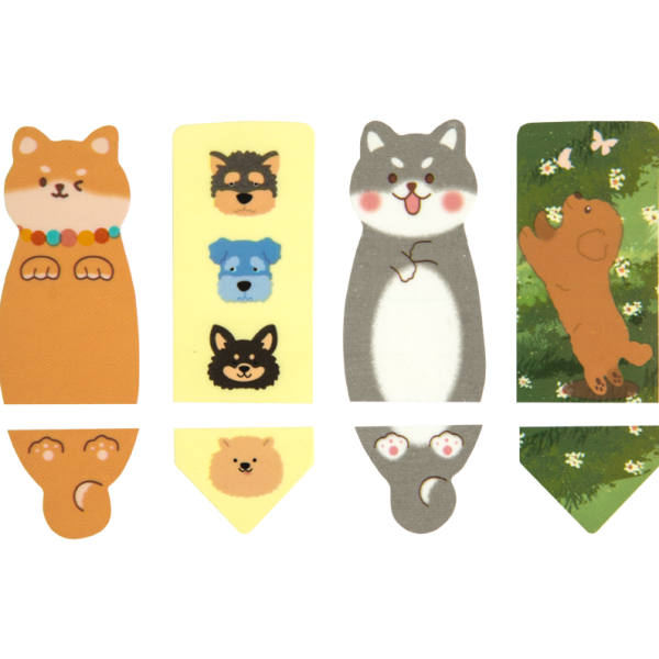 Закладки пластиковые с перфорацией "deVENTE. Shiba" полупрозрачные, фигурные, 55x20 мм, 20 л., ассор