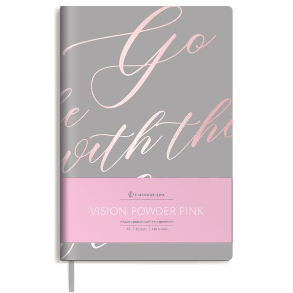 Записная книжка А5 80 л. ЛАЙТ, кожзам, Greenwich Line "Vision. Powder pink", срез розовая фольга