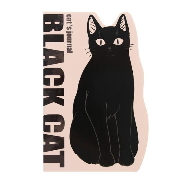 Записная книжка с вырубкой А5 48 л. "ЧЕРНЫЙ КОТ", Софт тач с выбор.УФ-лаком  (140х215мм)