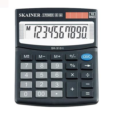 Калькулятор 10 разр. SKAINER 2-е питание, черный 100*124*32 мм (SDC-810)