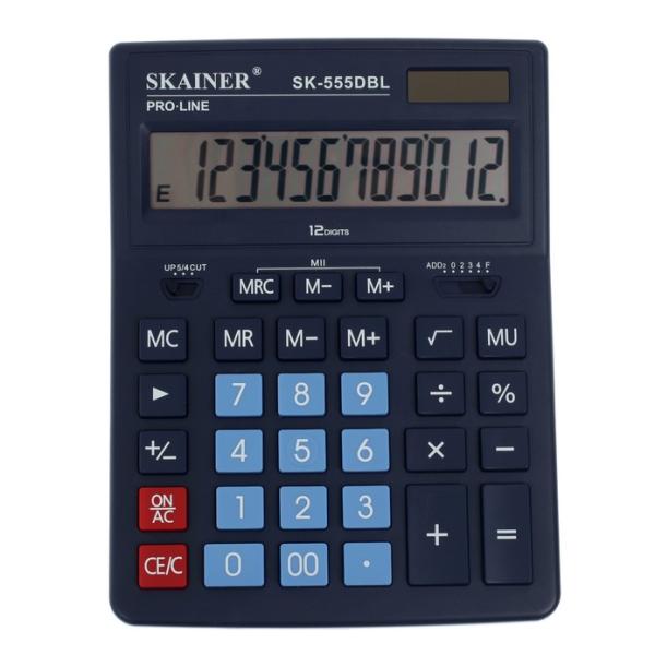 Калькулятор настольный 12 разр. SKAINER боль. (пл., 2 пит., 2 пам., син. 155 x 205 x 35 мм)