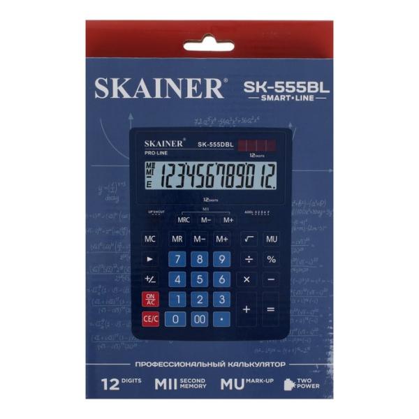 Калькулятор настольный 12 разр. SKAINER боль. (пл., 2 пит., 2 пам., син. 155 x 205 x 35 мм)