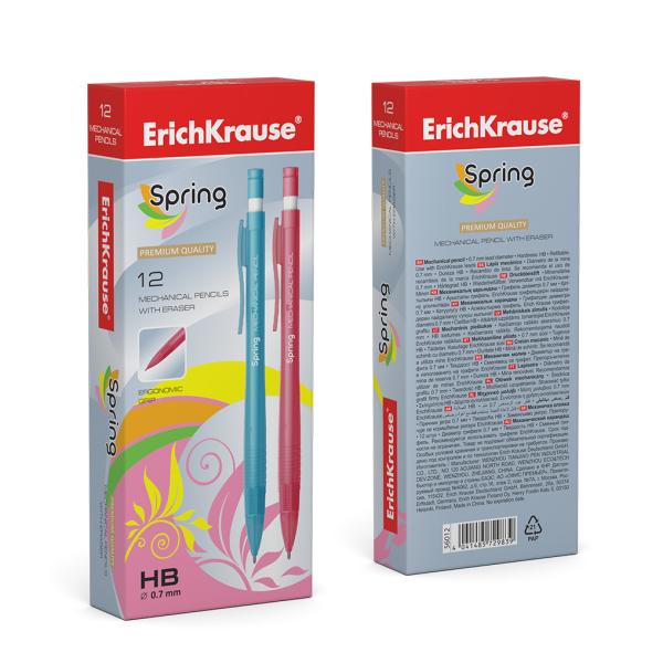 Карандаш автоматический 0,7 мм ErichKrause® Spring HB (в коробке 12 шт.)